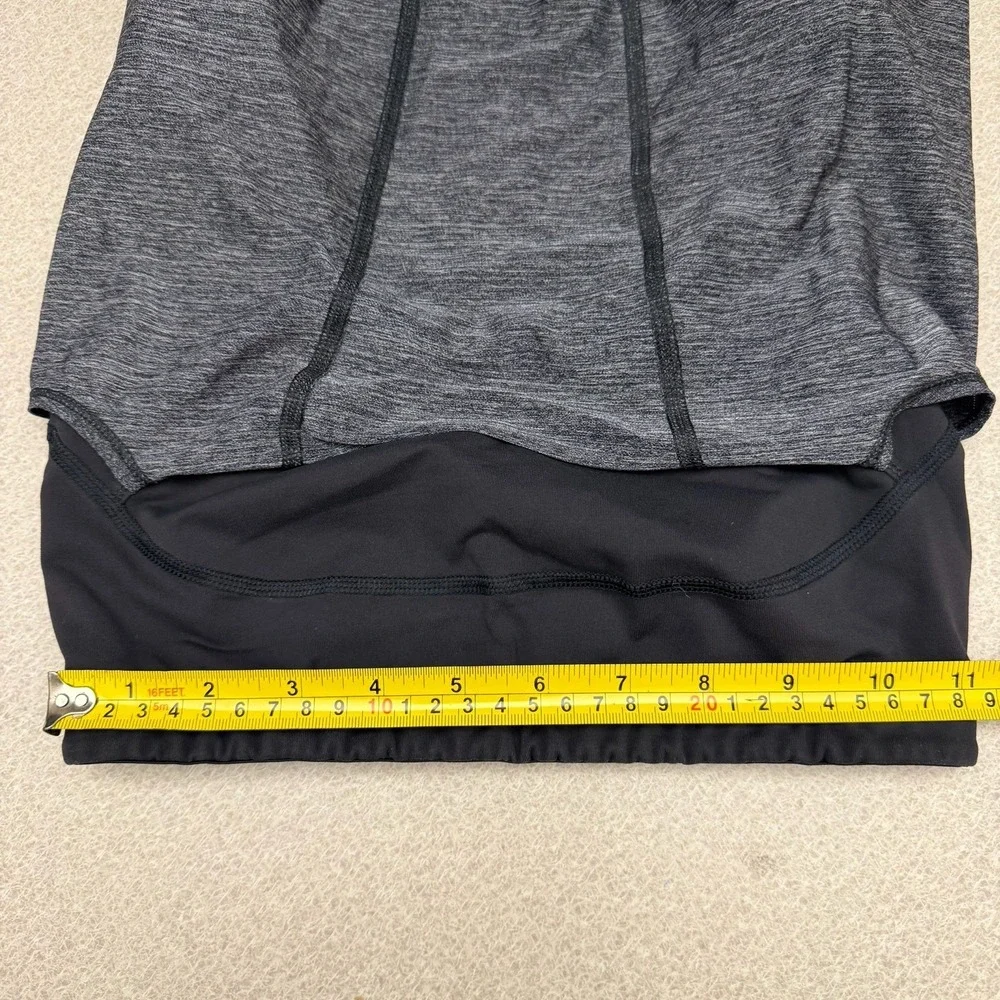Lululemon Athletica Women Tank Top Built in Bra Gray‎ Black Ruched Size 4